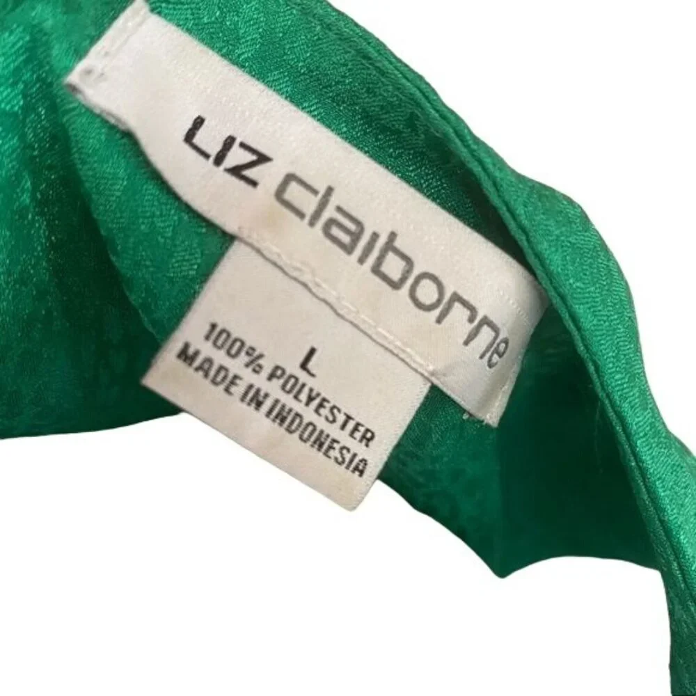 Liz Claiborne Iridescent Emerald Green Ruffled  Blouse Tank Top Size L - Picture 2 of 11